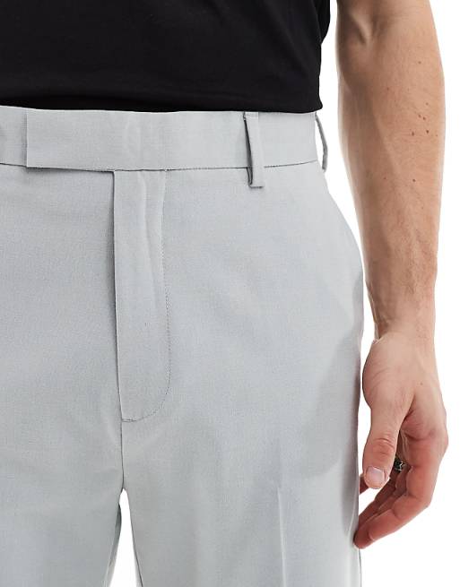 Chino Asos Design Tapered Fit Dress Pants With Cuffs In Light Gray