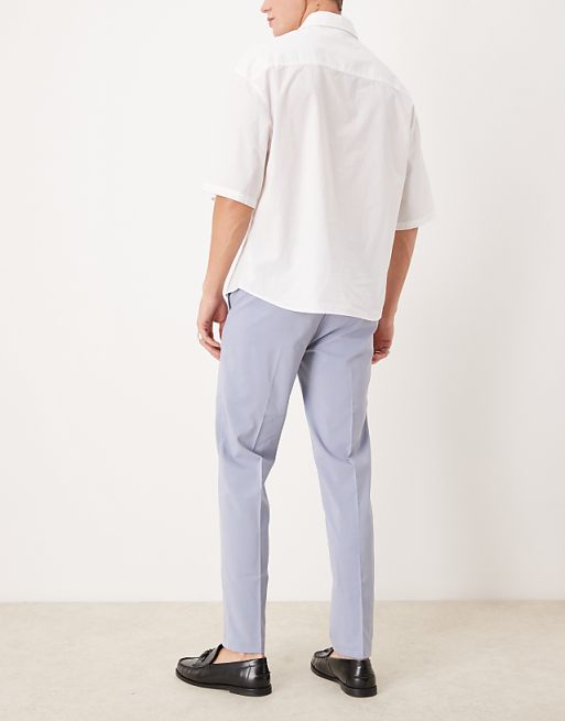 Chino Asos Design Slim Fit Smart Wedding Pants In Dusty Blue