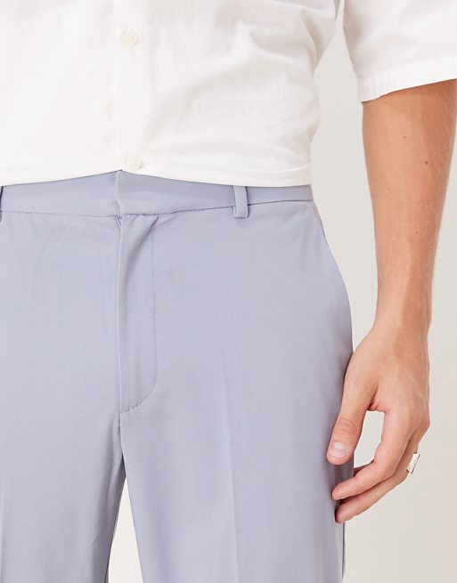 Chino Asos Design Slim Fit Smart Wedding Pants In Dusty Blue