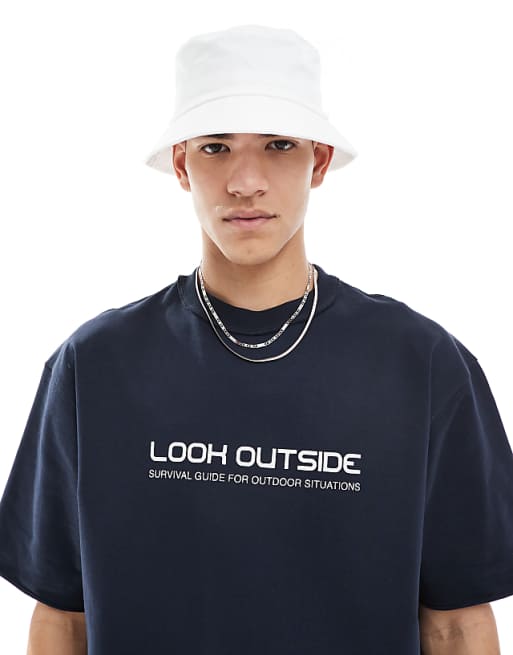 Asos Design Bucket Hat In White