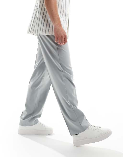 Chino Asos Design Wedding Straight Leg Dress Pants In Light Gray
