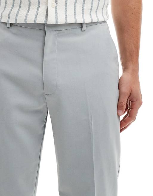 Chino Asos Design Wedding Straight Leg Dress Pants In Light Gray
