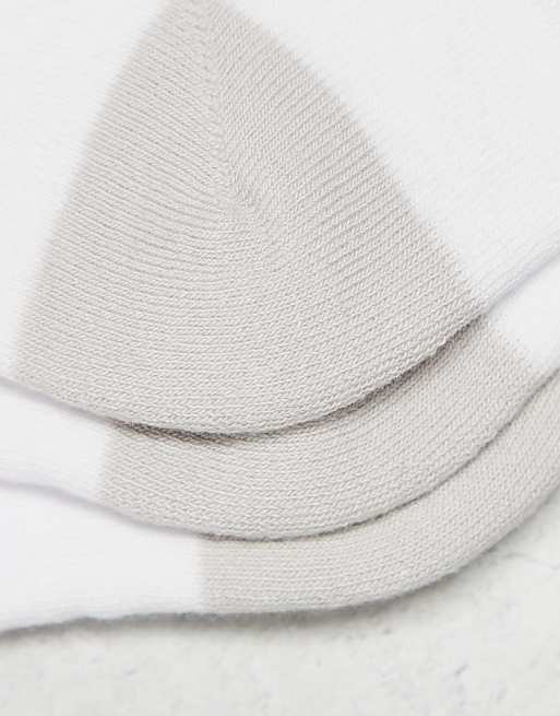Men ASOS DESIGN 3-pack sport socks in white with gray heel and toe detail