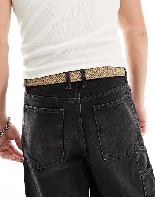 Jack & Jones Woven Belt With Buckle In Tan