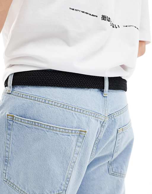 Jack & Jones Woven Belt With Buckle In Black