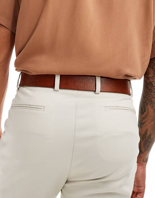 Asos Design Dressy Belt In Tan Leather