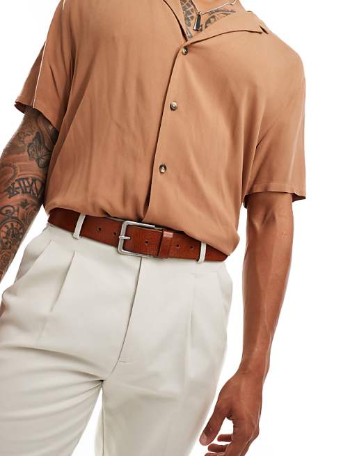 Asos Design Dressy Belt In Tan Leather