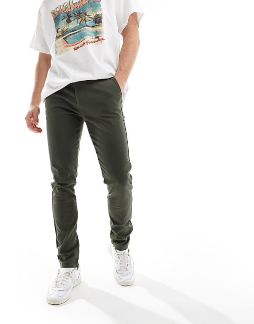 Asos Design Skinny Chinos In Khaki