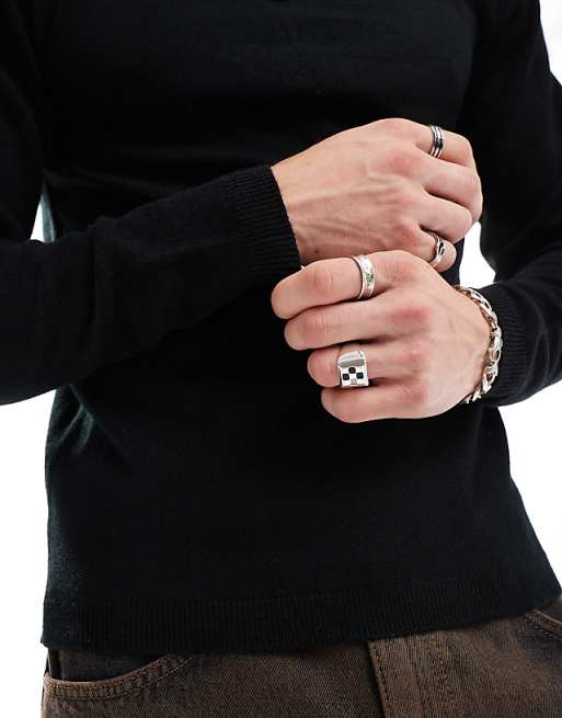 Collusion Soft Knitted Crew Neck Sweater In Black