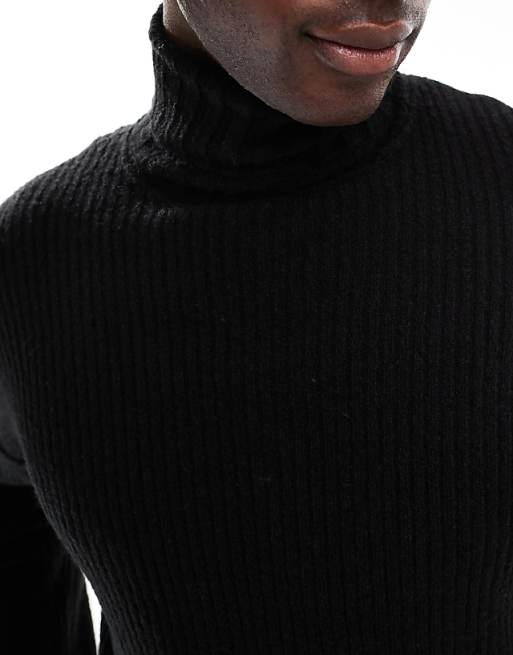 Collusion Oversized Heavy Weight Turtle Neck Sweater In Black