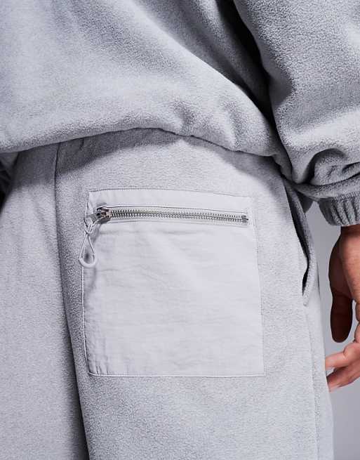 Trousers Asos Design Tapered Fleece In Gray Heather