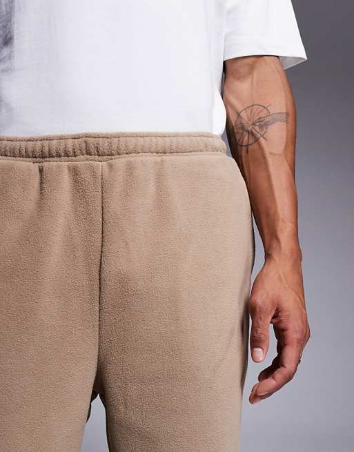Trousers Asos Design Tapered Fleece In Brown
