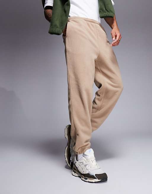 Trousers Asos Design Tapered Fleece In Brown