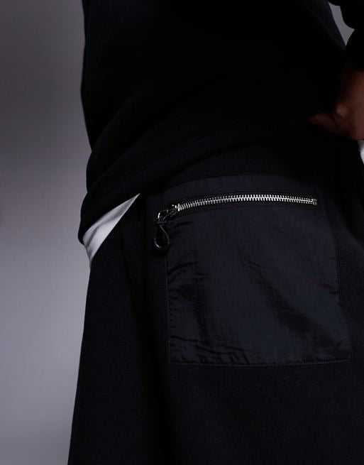 Trousers Asos Design Tapered Fleece In Black