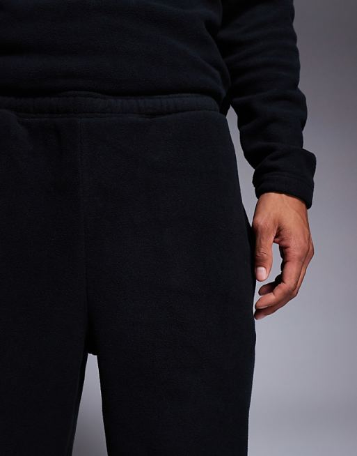 Trousers Asos Design Tapered Fleece In Black