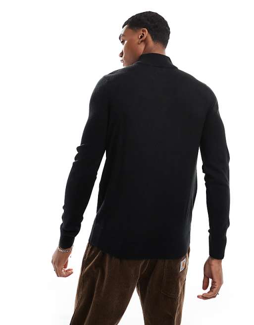 Threadbare soft touch half zip funnel neck sweater in black