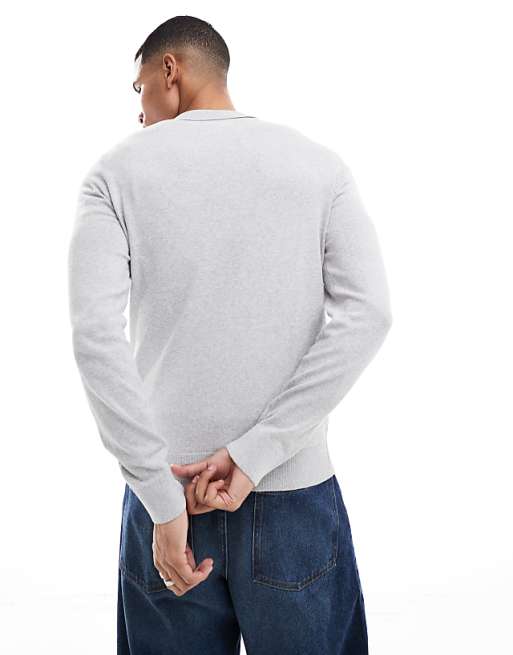 Sweaters Threadbare textured 1/4 zip knitted polo in light gray heather