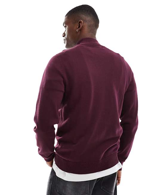Threadbare cotton turtle neck sweater in burgundy