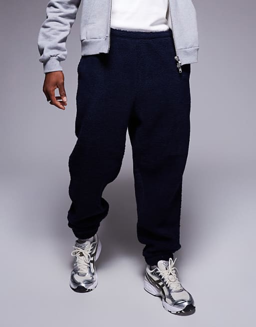 Asos Design Oversized Borg In Navy