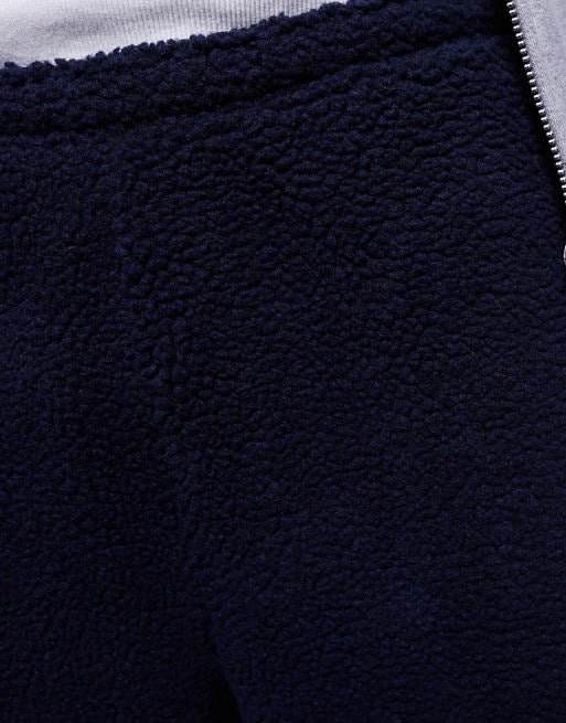 Asos Design Oversized Borg In Navy