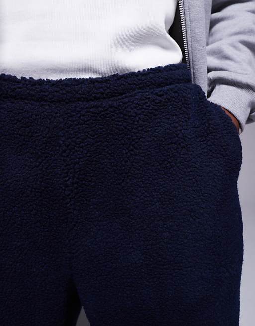 Asos Design Oversized Borg In Navy