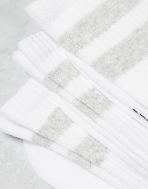 Men Jack & Jones 3 pack striped tennis socks in white