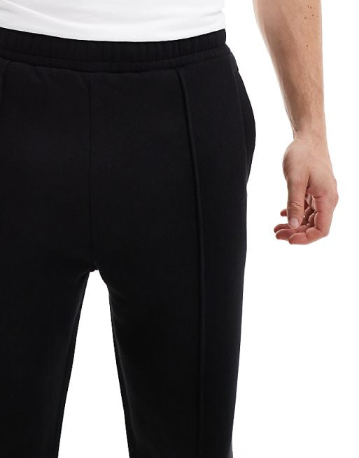 Trousers Bershka Wide Leg Pintuck In Black