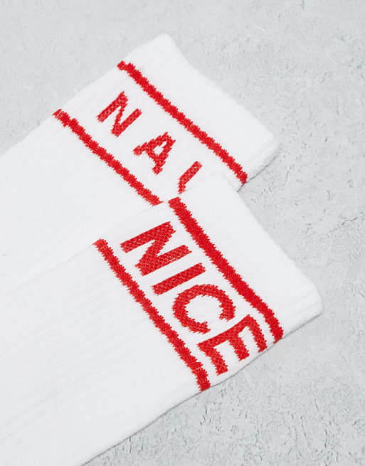 Men Brave Soul 2 pack naughty or nice socks in white