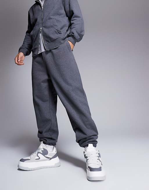 Trousers Asos Design Premium Heavyweight Oversized 400gsm In Charcoal Heather
