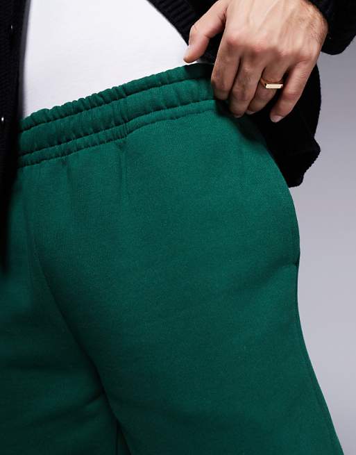 Trousers Asos Design Premium Heavyweight Straight Leg 400gsm Dark Green