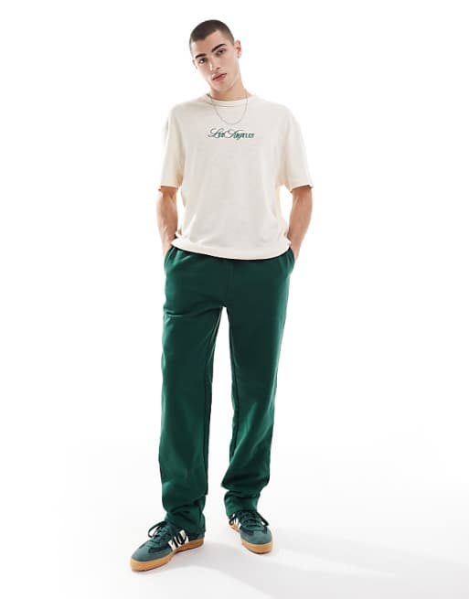 Trousers Asos Design Premium Heavyweight Oversized 400gsm In Dark Green