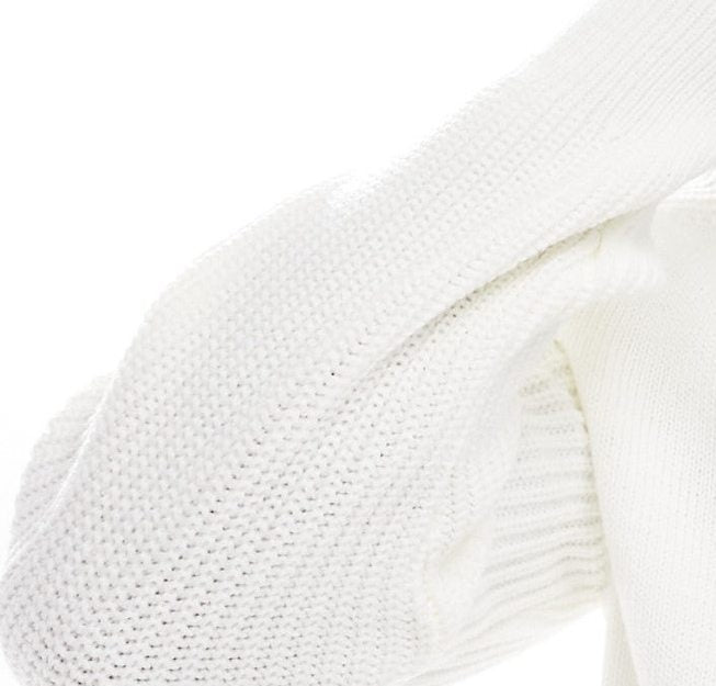 Asos Design Relaxed Boxy Knit Sweater With Ribbed Sleeves In Ecru