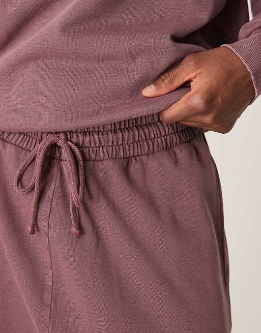 Trousers Asos Design Wide Leg In Washed Burgundy