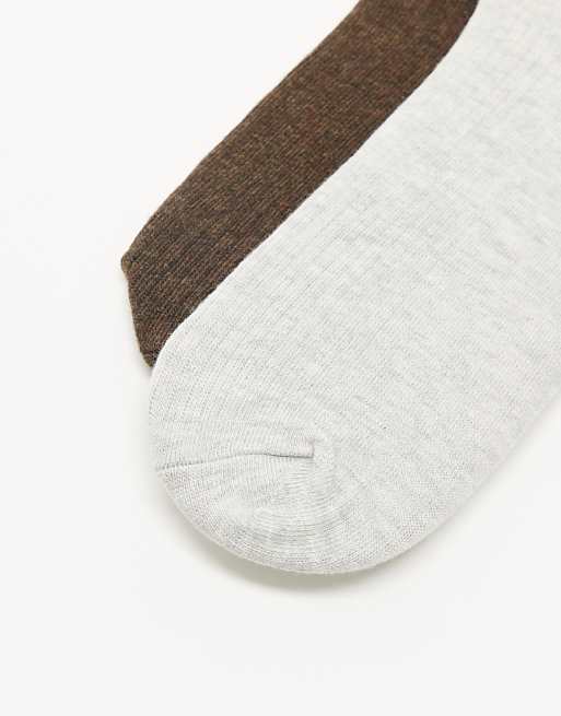 Men Jack & Jones premium 2 pack sock in light gray and brown