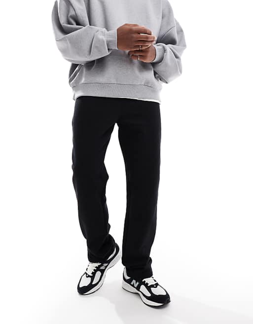 Trousers Asos Design Premium Heavyweight Straight Leg 400gsm In Black