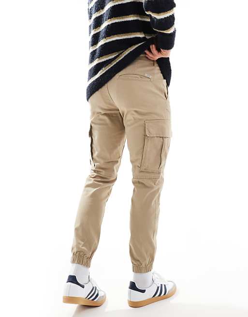 Jj Rebel Cuffed Chino Pants In Beige