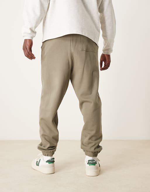 Trousers Asos Design Oversized With Contrast Stitching In Khaki