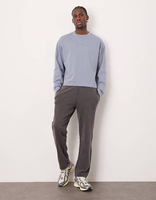 Trousers Asos Design Straight Leg In Washed Gray