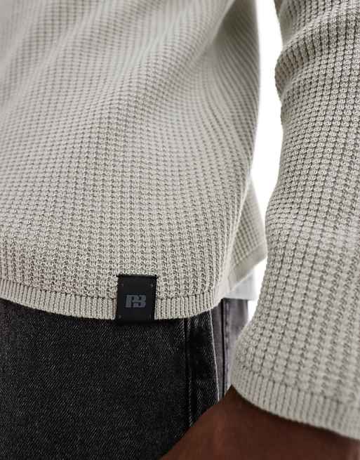 Pull&bear Ribbed Knitted Sweater In Light Blue