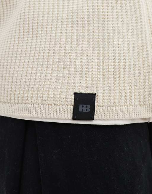 Pull&bear Ribbed Knit Sweater In Ecru