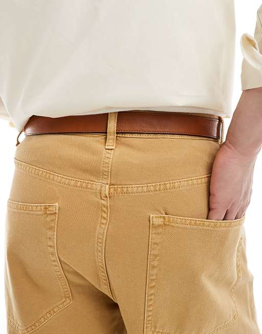 Asos Design Western Belt In Tan Faux Leather