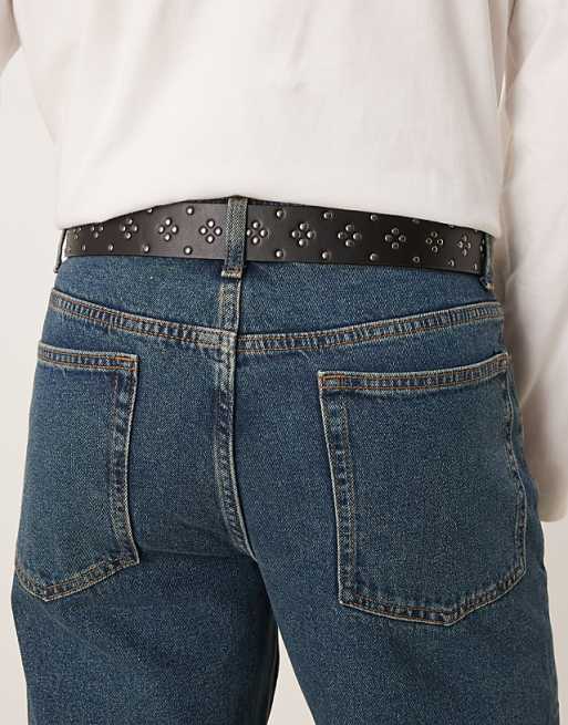 ASOS DESIGN cross statement buckle belt in black
