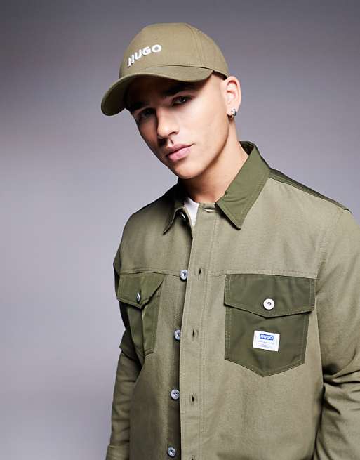Hugo Red Logo Baseball Cap In Green