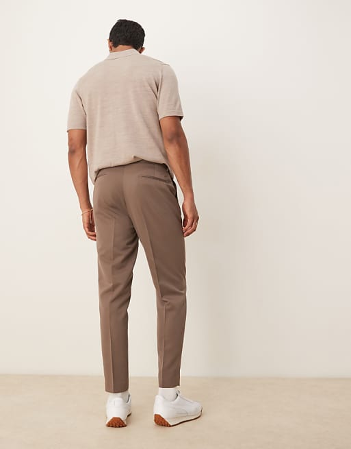 Chino Asos Design Tapered Fit Dress Pants In Brown