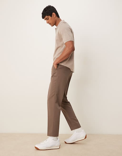Chino Asos Design Tapered Fit Dress Pants In Brown
