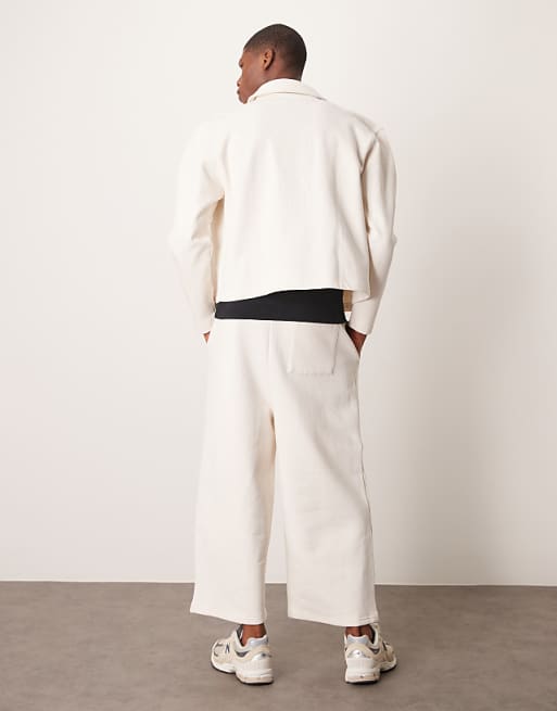 Trousers Asos Design Heavyweight Cropped Balloon In Ecru
