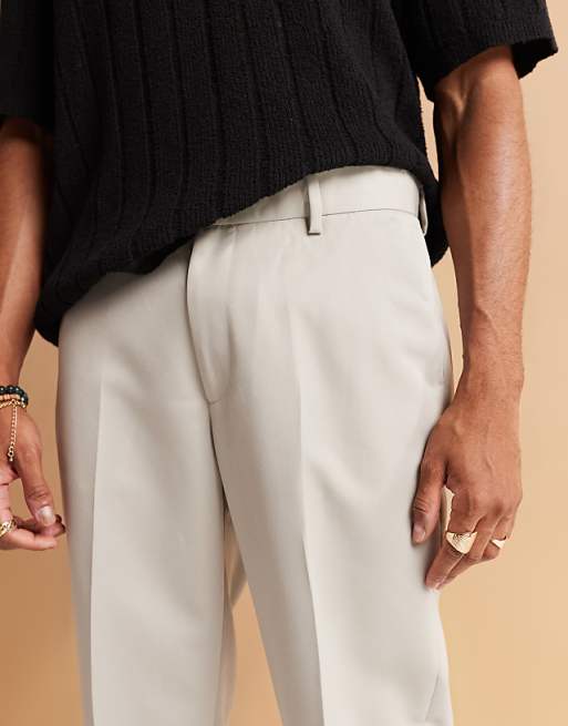 Chino Asos Design Smart Straight Leg Cropped Pants In Light Gray