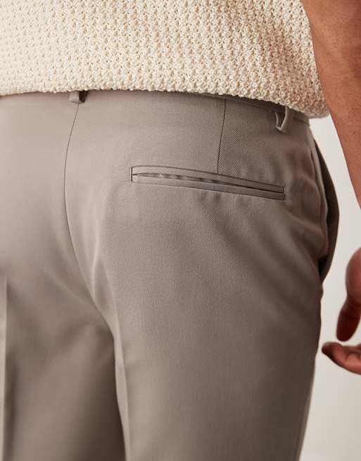 Chino Asos Design Smart Tapered Cropped Pants In Dark Stone