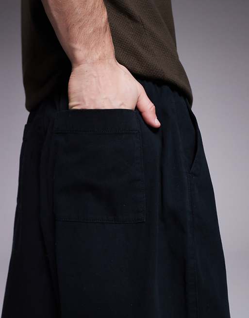 Asos Design Oversized Chino Pants With Elastic Waist In Black