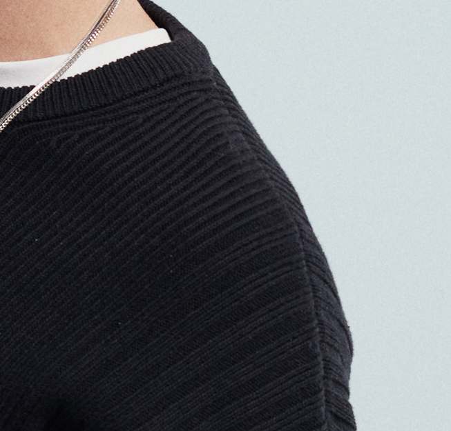 Asos Design Relaxed Knitted Sweaters With Rib Panel In Black